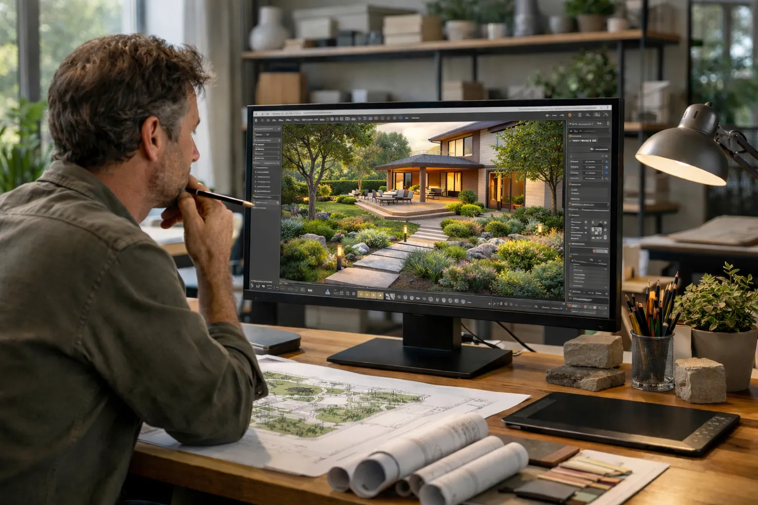 Ландшафтный архитектор в студии